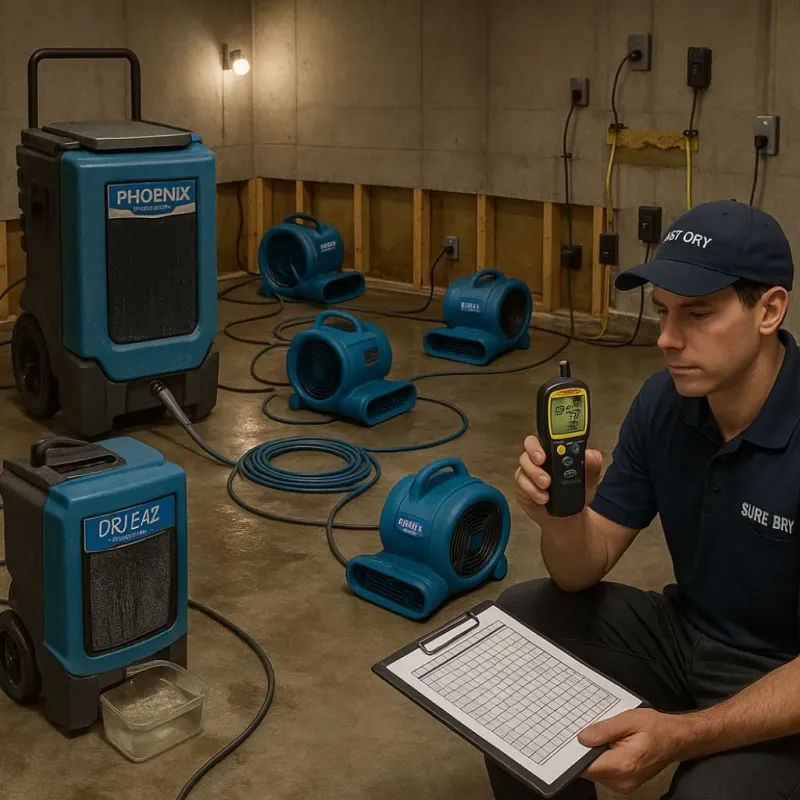 Structural Drying and Dehumidification process in Suitland, MD
